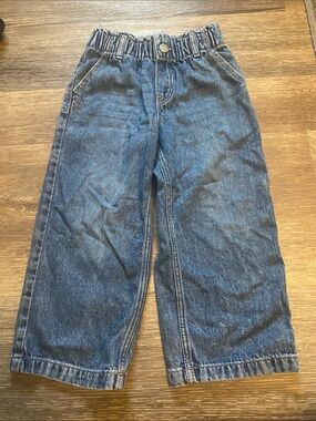 H&M Toddler Girl 4T - Wide Leg Elastic-Waist Denim Jeans - Blue